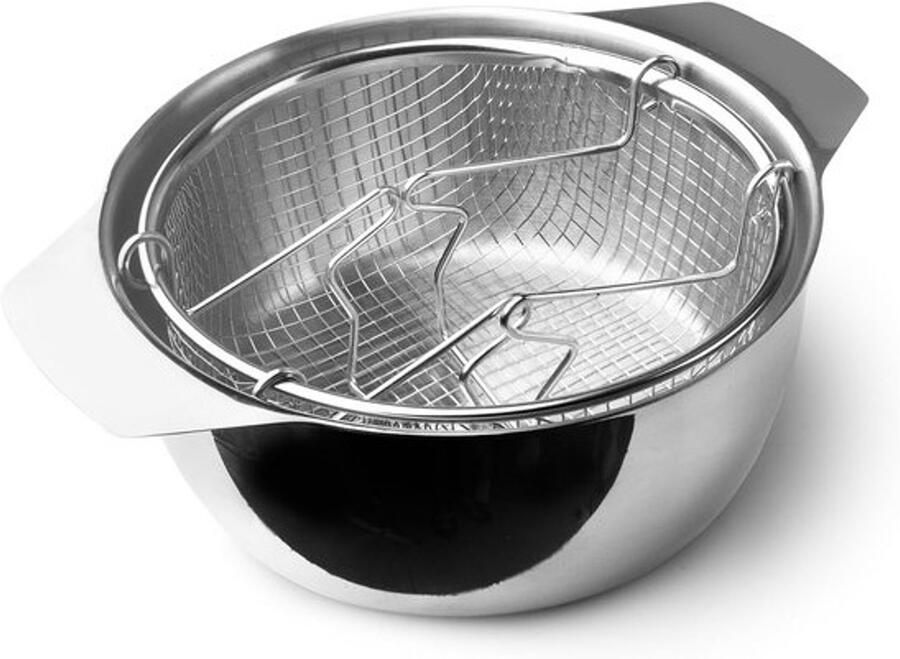 Friteuse met mand en deksel 20 cm voor inductie roestvrijstaal