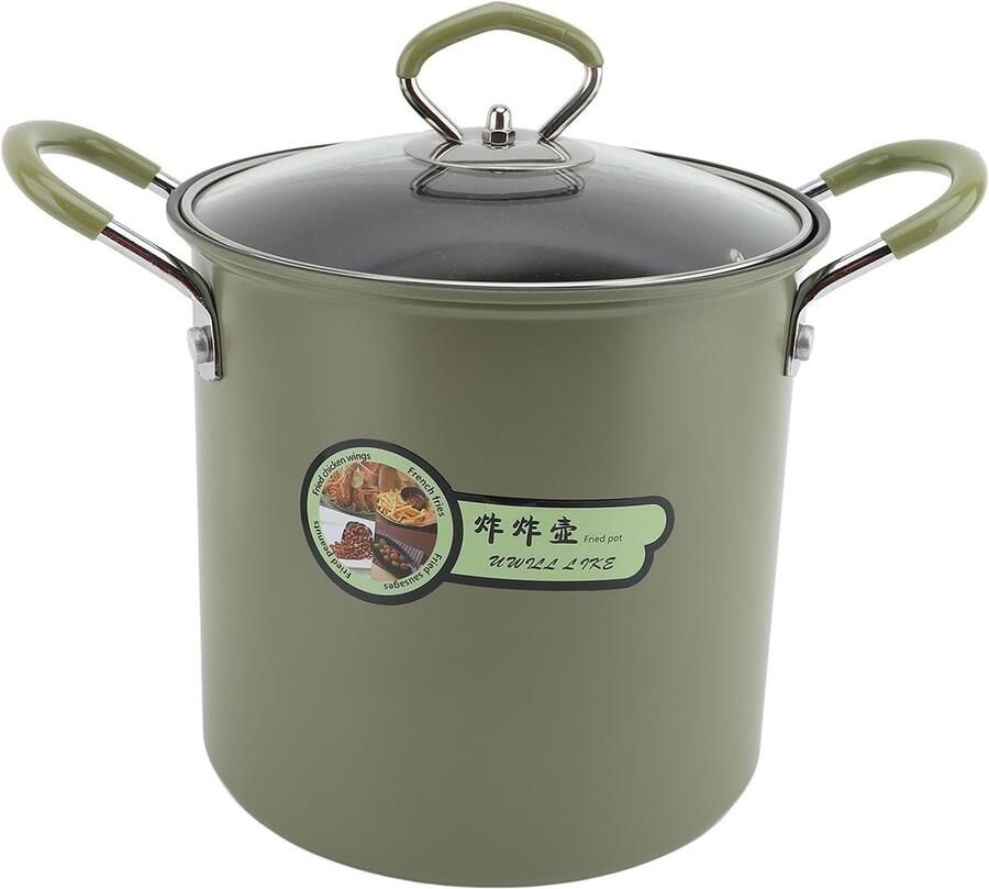 Friteuse met Mand Koekenpan Kookpot Buiten Koken Antiaanbaklaag 3L 24x20x17cm Zwart
