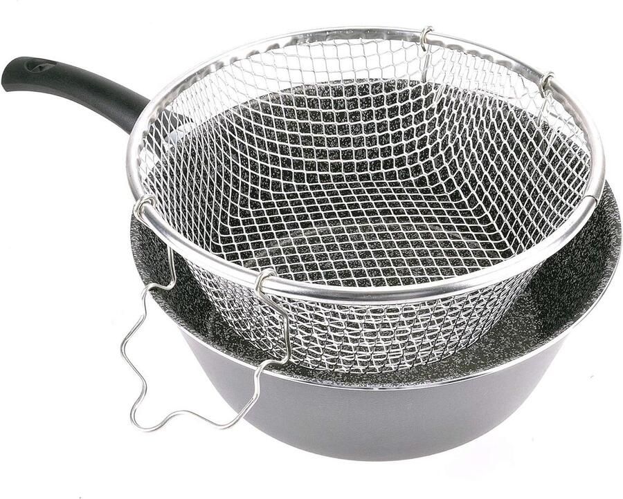 Friteuse met mand Koekenpan Licht bakken Antiaanbaklaag 24 cm Zwart