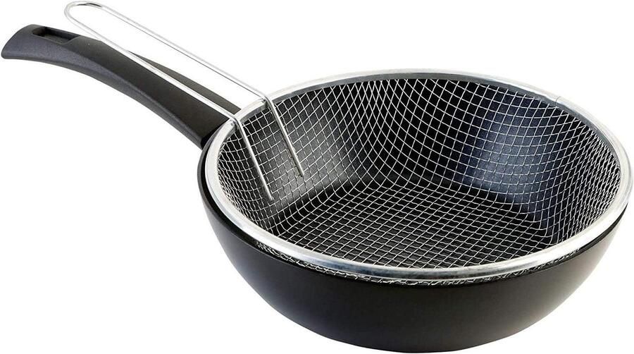 Friteuse met mand Koekenpan met mand Gelijkmatig bakken Milieuvriendelijke antiaanbaklaag 20 cm diameter Niet van toepassing