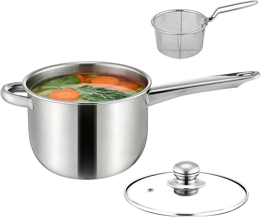 Friteuse met mand Kookpan RVS Fornuis buiten Draagbaar compact 38x19.5x13 cm