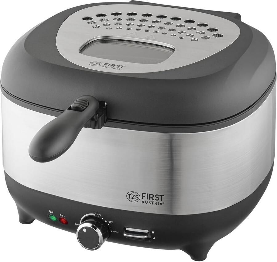 Friteuse met Olie Compacte Frituurpan Snelle Snacks Bereiden Geïsoleerde Mandgreep 3.5 Liter Capaciteit Zilverkleurig