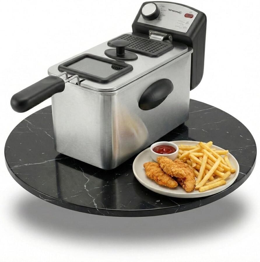 Friteuse met Olie Huishoudelijke Friteuse Thuis Frituren Direct Verwarmings Element 3 Liter Zilver