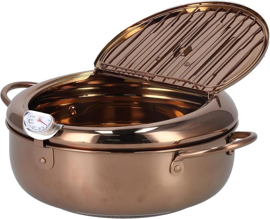 Friteuse Met Thermometer Frituurpan Antiaanbak Thuis Frituren Roestvrij Staal 32 Liter Rosé Goud