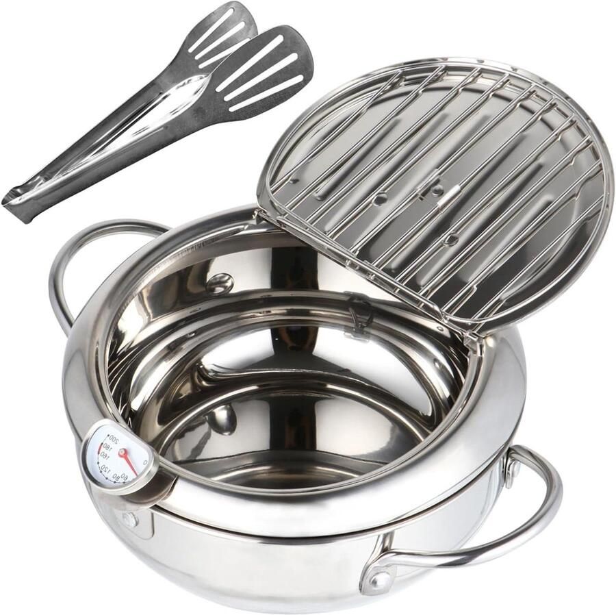 Friteuse met Thermometer Japanse Friteuse Tempura Pan Frituren aan Huis Verstelbare Temperatuur