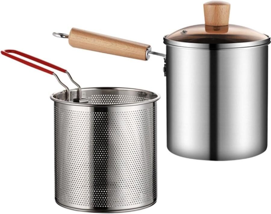 Friteuse Pan Frituurmand Kookpan Sneller Koken Roestvrij Staal 304 16 cm Diameter Zilver