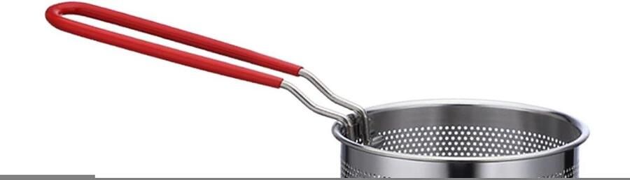 Friteuse Pan Koekenpan met Mand Knapperig Frituren Met Mandfilter Grote Capaciteit Zilverkleurig