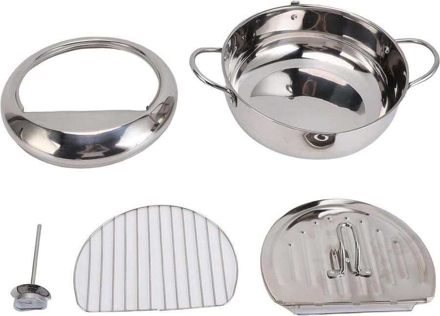 Friteuse Pot Oliekoker Frituren Veilig Frituren Temperatuurregeling 28 x 27 x 13 cm Zilver