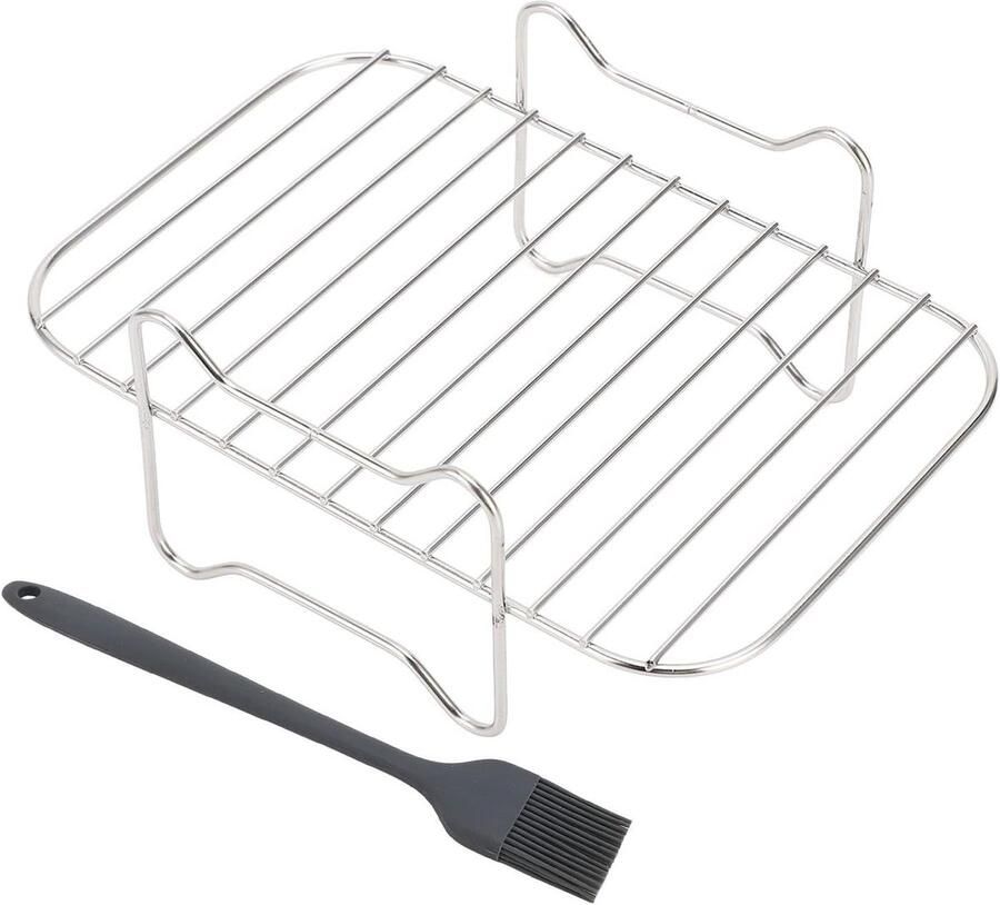 Friteuse Rek Airfryer Accessoire Brood Bakken Antiaanbaklaag 20 x 14 x 8 cm Zilver