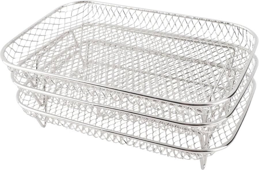 Friteuse rek Stapelbaar dehydrator Meerdere gerechten koken Vergroot kookruimte 8 inch compatibel Zilver