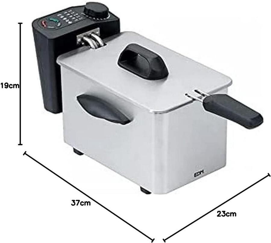 Friteuse Roestvrij Staal Compact Frituurapparaat Snelle Snacks Maken Ruim 25 Liter 2000 Watt Vermogen