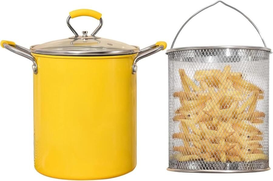 Friteuse Roestvrij staal Met zeefmand Siliconen handvat Voor Frituren en Koken