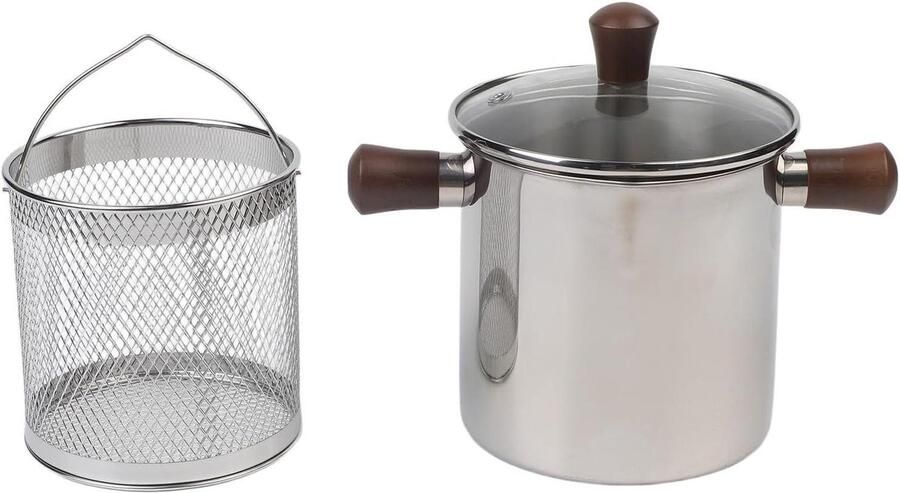 Friteuse Roestvrij Staal Oliepot Frituren Thuis Koken Walnoot Koel Handvat 15 L Zilver