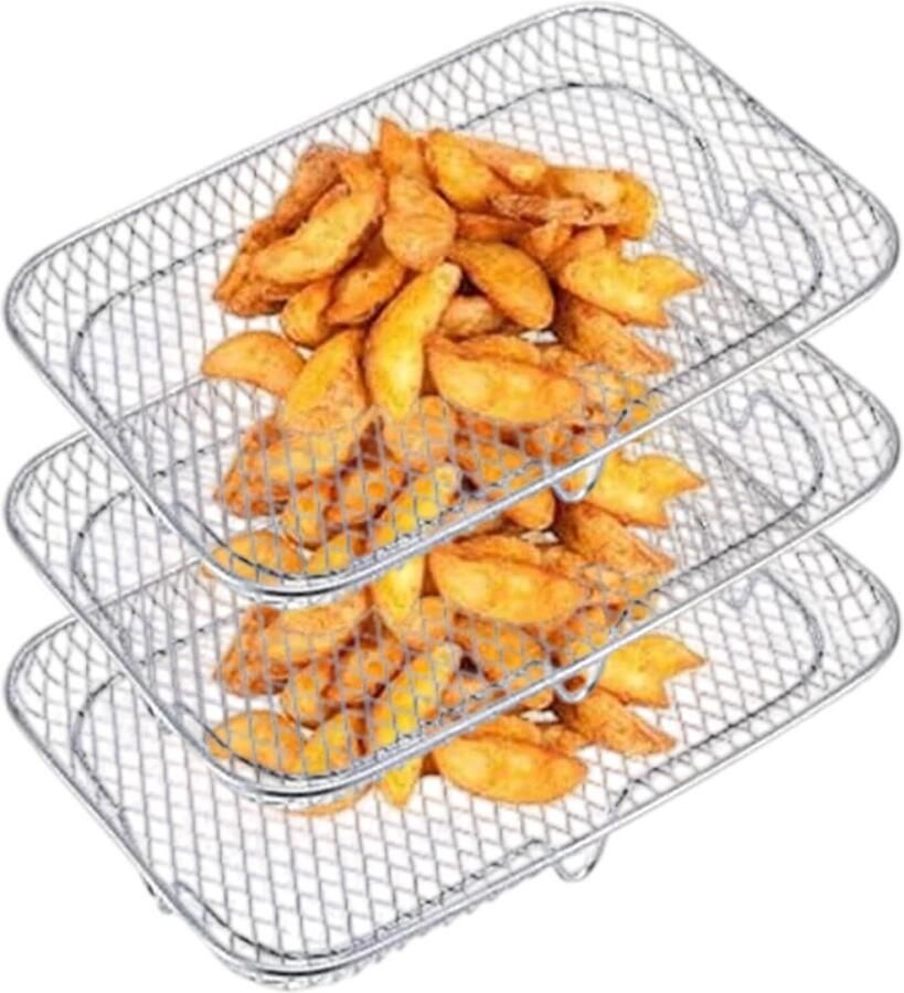 Friteuse Rooster Keuken Accessoire Gezond Koken Roestvrij Staal 304 3 Stuks Zilver