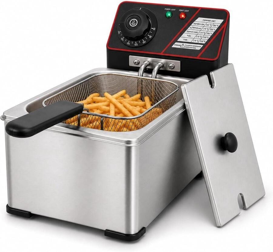 Friteuse RVS 3 Liter Capaciteit Instelbare Temperatuur Voor Thuis en Horeca