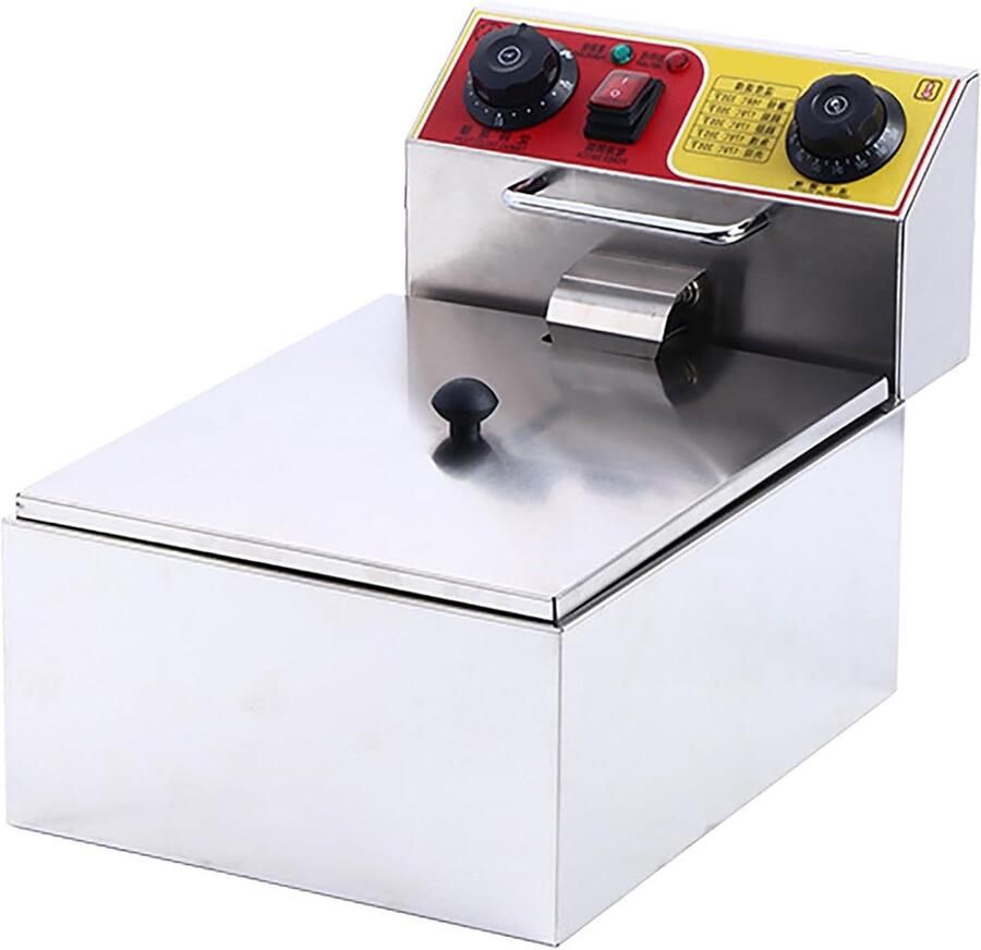 Friteuse RVS Frituurpan Elektrisch Snelle Snacks Maken Intelligente Temperatuurregeling 6 Liter Zilver