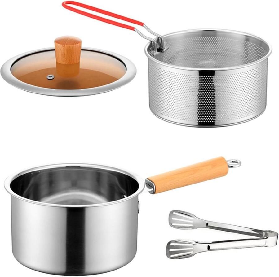Friteuse Set Frituurpan Accessoires Thuis Frituren Roestvrij Staal N.v.t. Zilver