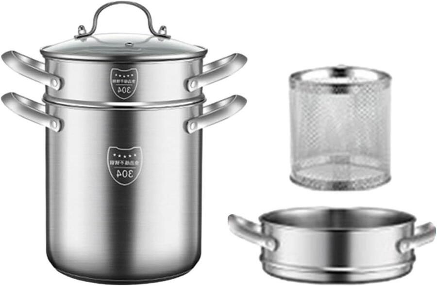 Friteuse Set Soeppan Bakpan Thuis Frituren Roestvrij Staal 5L Zilver