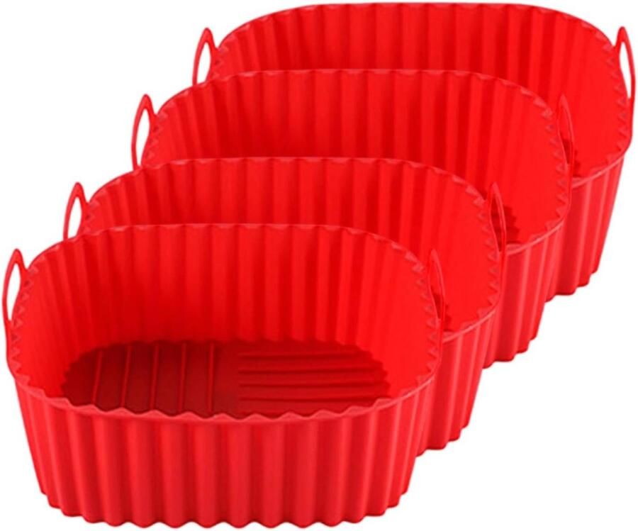 Friteuse Siliconen Bakpan Airfryer Bakvorm Gelijkmatig Koken Vaatwasmachinebestendig 21 cm Rood