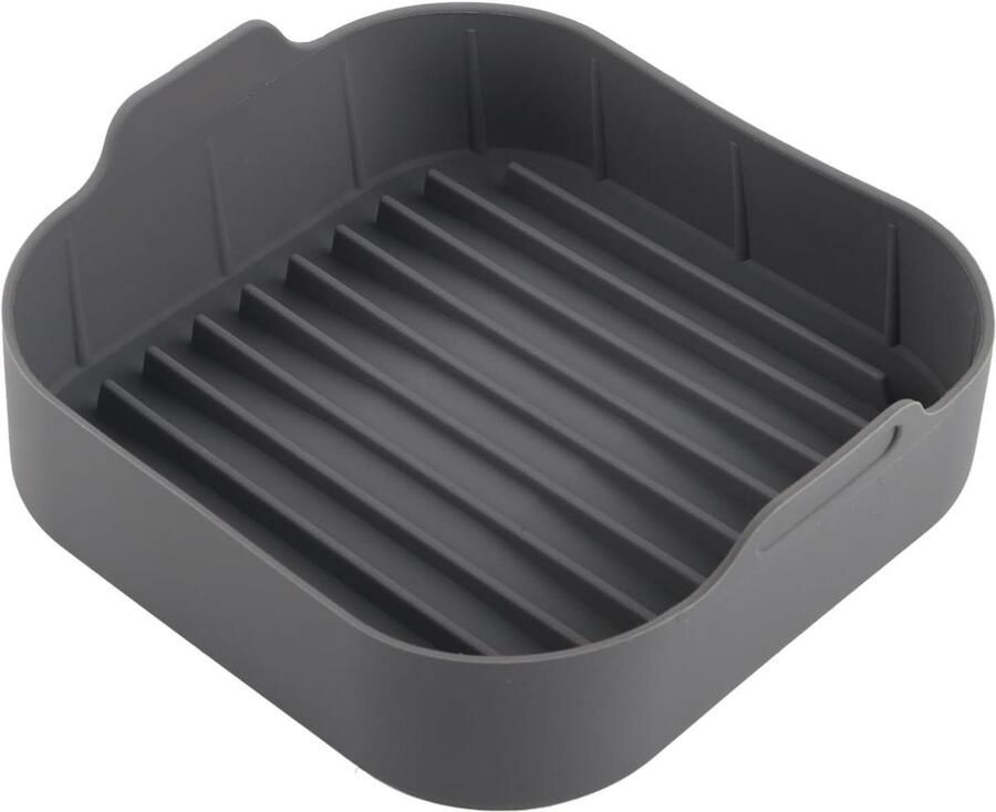 Friteuse Siliconen Pot Mand Liner Gezonder Koken Voedselveilig Siliconen 20.5 cm Grijs
