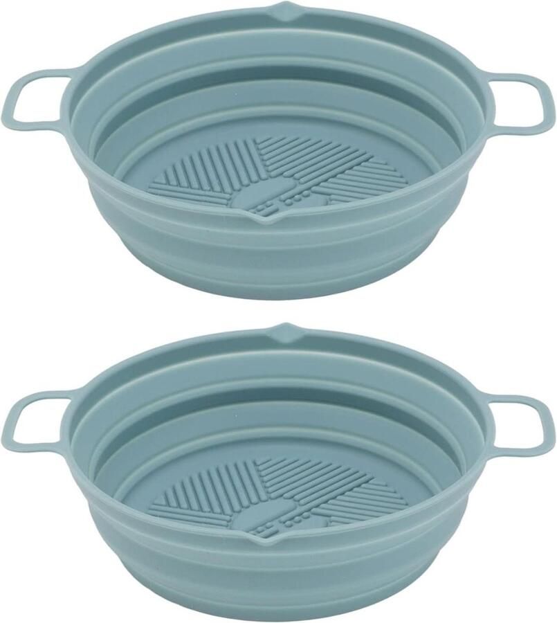 Friteuse Siliconen Voering Airfryer Bakvorm Hygiënisch Bakken Opvouwbaar Food Grade 23 cm Blauw