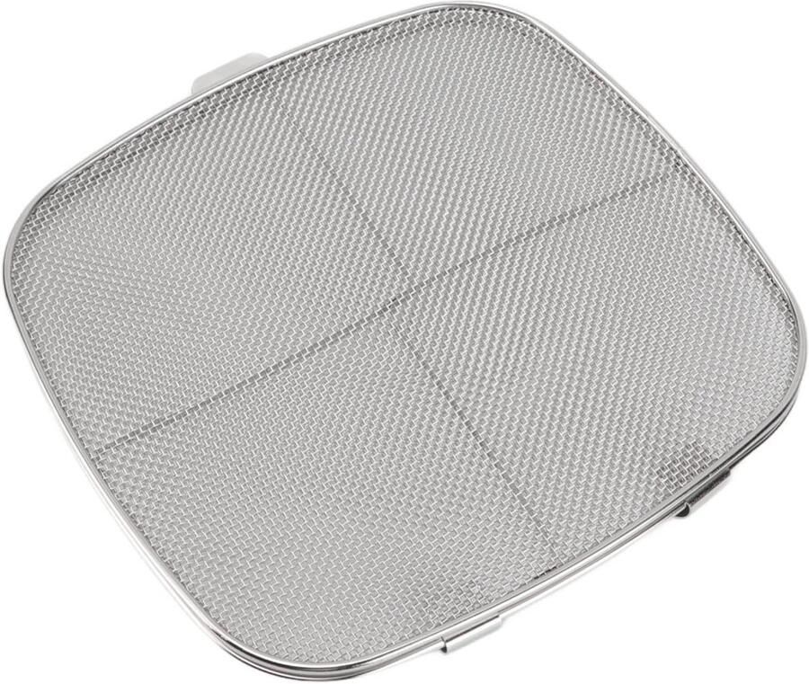 Friteuse Spatscherm Oliescherm Vetfilter Schoon Koken Roestvrij Staal Dubbeldeks 22x22cm Zilverkleurig