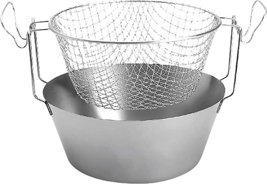 Friteuse Thermobodem roestvrij staal 24 cm Frituurpan voor gezond frituren van merknaam
