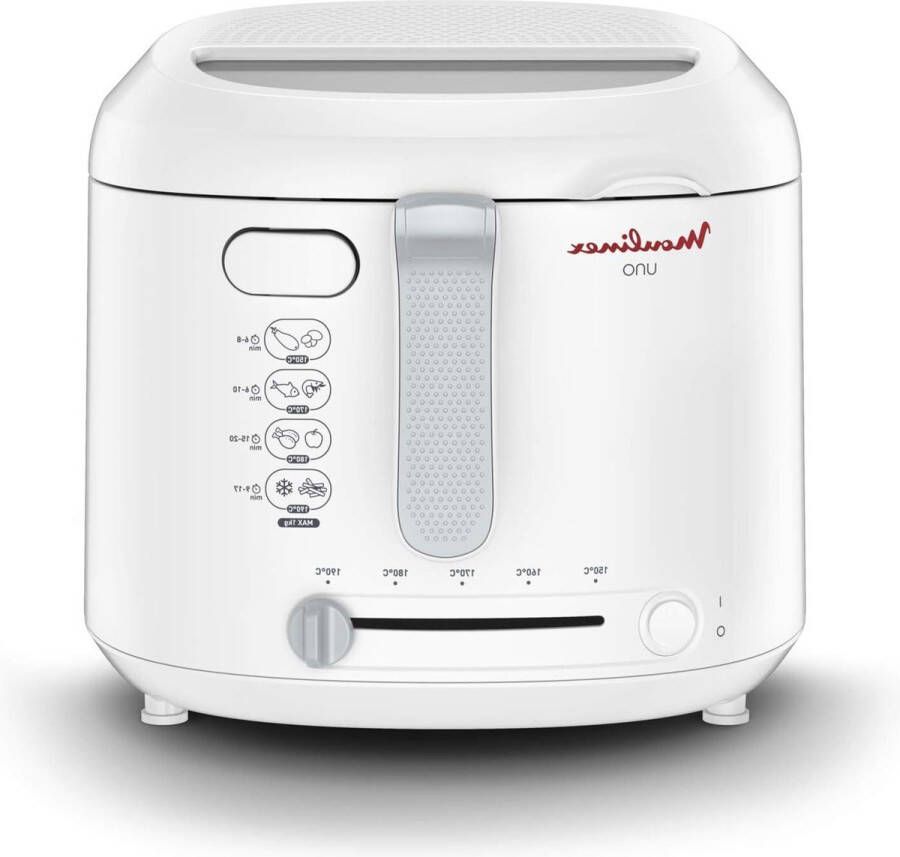 Friteuse Uno capaciteit 1 kg voor 4 personen Oliecapaciteit 1 8 l wit Frituurpan