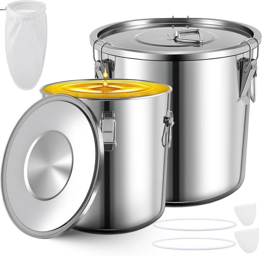 Friteuse Vet Bak Olie Opslag Olie Afvoeren Lekvrij Deksel 6 en 8 Gallon Zilver