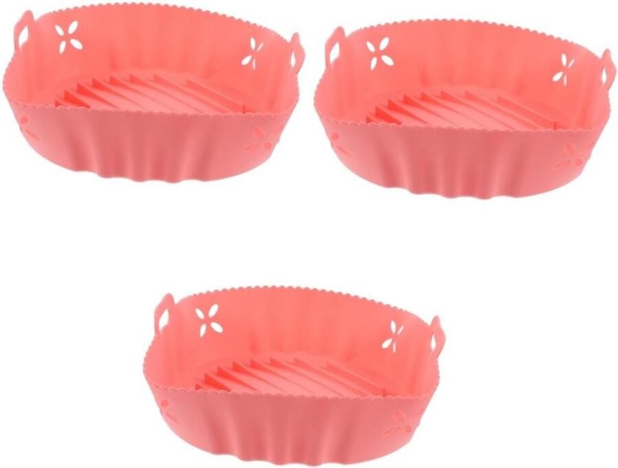 Friteuse Voering Airfryer Accessoires Bakken en Braden Herbruikbaar Siliconen 3 Stuks Roze