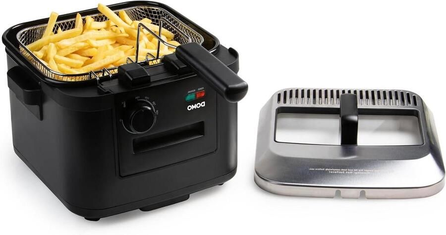 Friteuse XL Frituurpan Elektrisch Grote porties maken Koude zone technologie 4 Liter Zwart