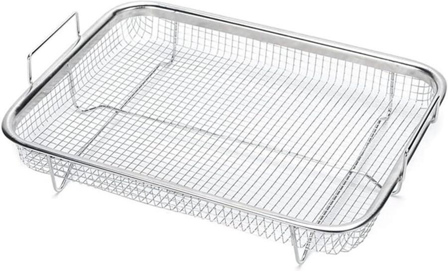 Friteusemand Roestvrij Staal Grillmand Oven Lekkere Snacks Maken Vaatwasserbestendig 32 x 23 x 9 cm Zilver