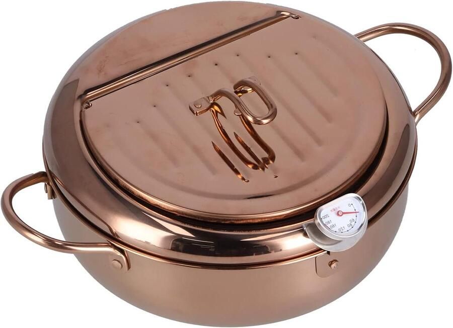 Friteuse met thermometer Keukenaccessoire Thuis koken Diepe pot ontwerp 32 liter Rosé goud