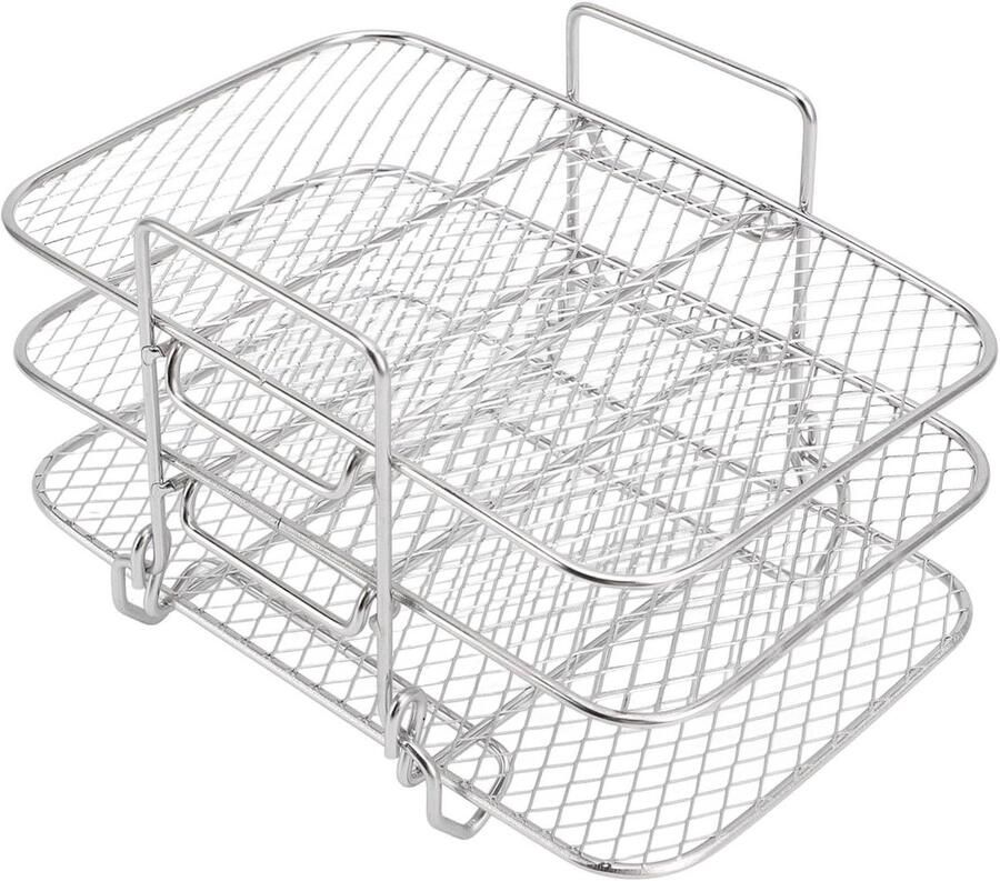 Friteuserek Stapelbaar Airfryer Accessoire Meerlaags Koken Grote Kookruimte 19x12.8x11.5cm Zilver