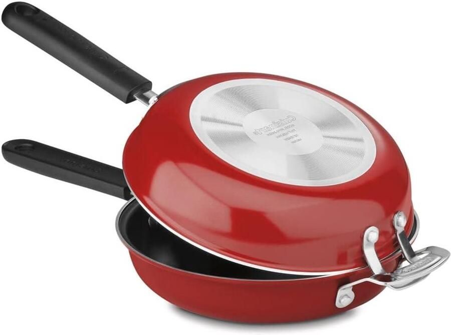 Frittata Sauspan Koekenpan Set Gemakkelijk Koken Dubbelzijdig Bruinen 25.5 cm Rood
