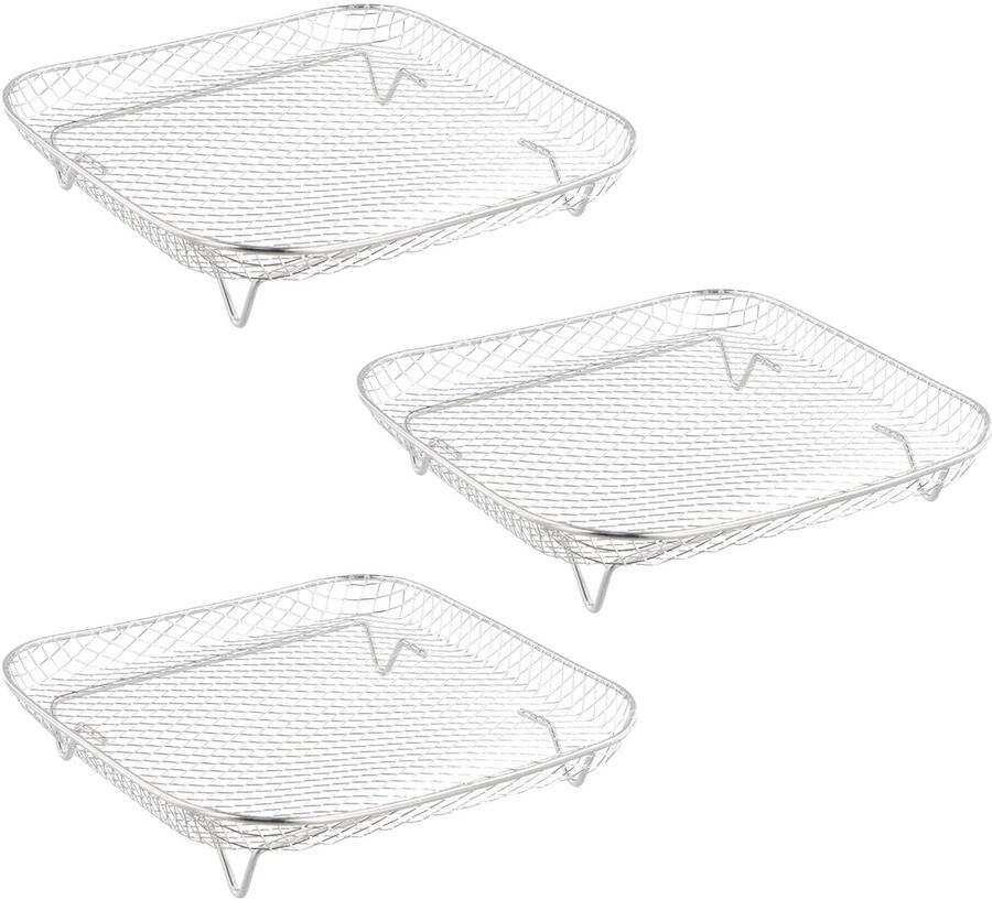 Dailygoody Air Fryer Basket 3-laags Rvs Rek Efficiënt Koken Standaard Formaat Accessoires Voor Airfryer Geschikt Voor Gezinnen