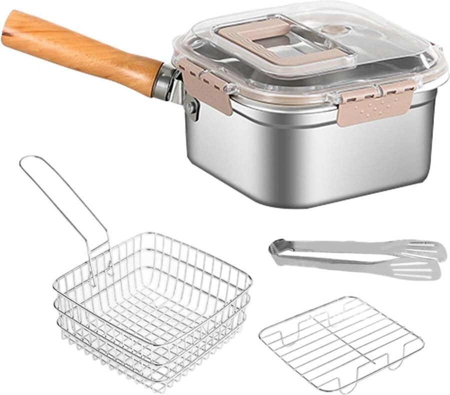 Frituurmand Friteuse Mand Frituren Snacks Roestvrij Staal 24 x 15 x 24 cm Zilver
