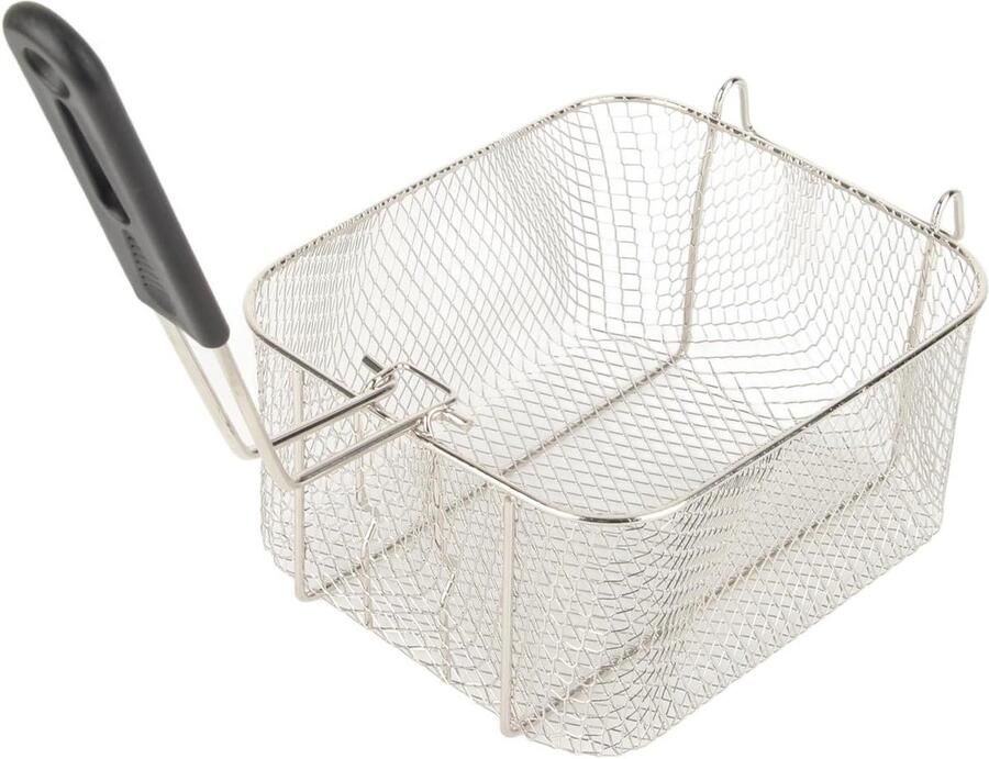 Frituurmand met Handvat Zeefmand Keuken Frituren en Koken Extra Lange Handgreep 23x19x10 cm Zilver