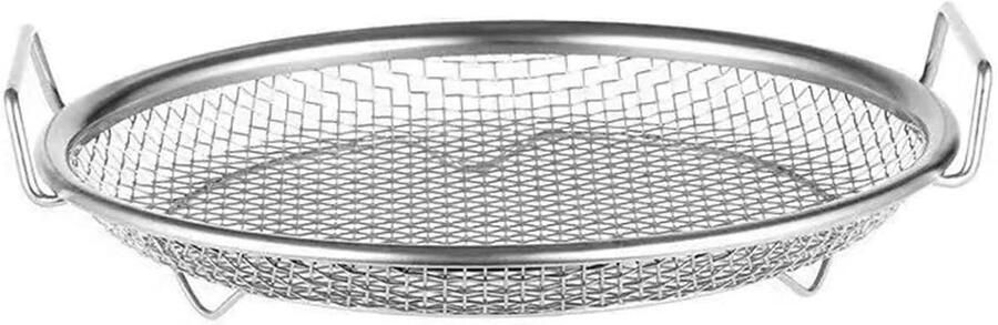 Frituurmand Roestvrijstaal Olie Zeef Mand Frituren en Koken Stapelbaar Dubbel Niveau 22 cm Zilver