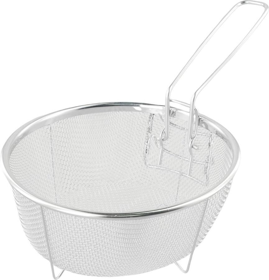 Frituurmand RVS Keukenmand Kookmand Frituren Koken Afneembaar Handvat 20x20 cm Zilver