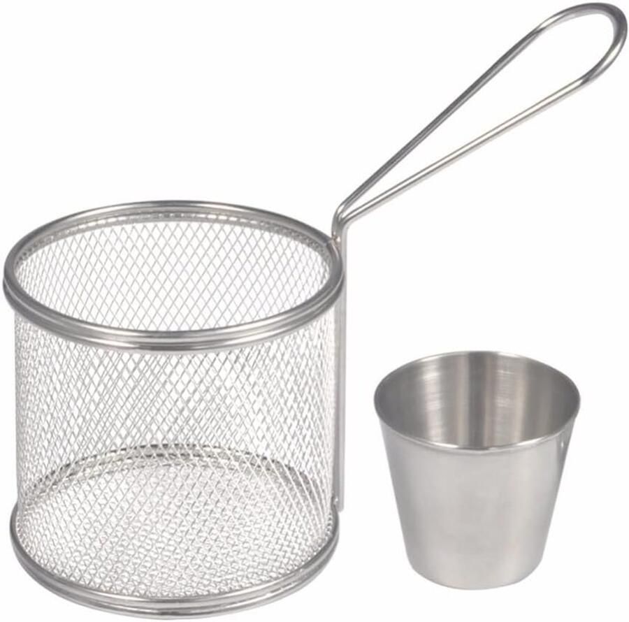 Frituurmand Set Keukenmandjes Lekker Koken Met Lange Handgrepen 4 Stuks Zilver