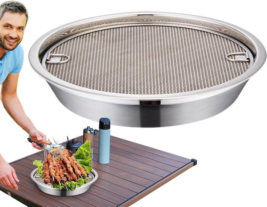 Olieafvoerende Koekenpan Vetarm Bakken Gezond Koken Ingebouwd Rek 262 cm Zilver