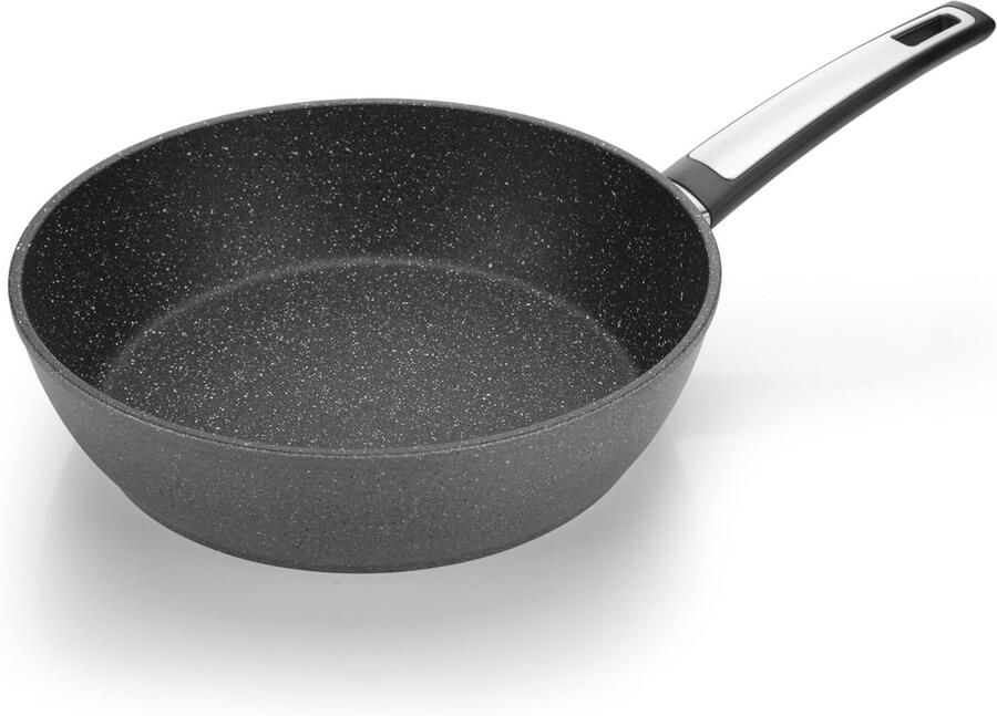 Frituurpan 28 cm met steenachtige anti-aanbaklaag geschikt voor inductie