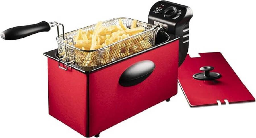GUTEC Frituurpan 3.5 Liter Friteuse Met Mand & Warmte-Geïsoleerde Handgrepen Frituur Tot 190° 2000W 3 4 Liter Rood - Foto 2