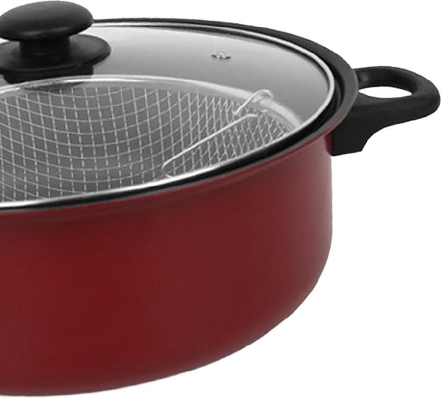 Frituurpan Antiaanbaklaag Kookpan Stoommandje Efficiënt Koken Lichtgewicht Koolstofstaal 26 cm Zwart
