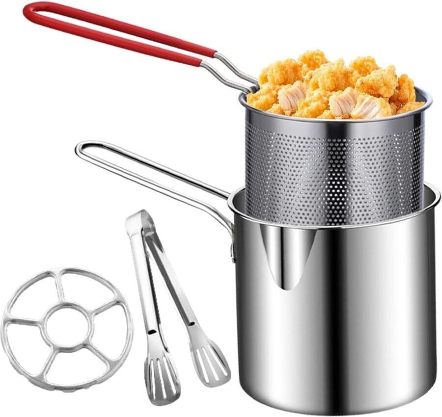 Frituurpan Braadpan Lekker Koken Roestvrij Staal 15x17x15 cm Zilverkleurig