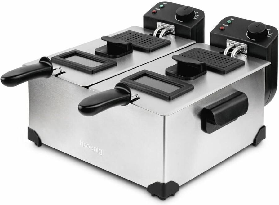 Frituurpan Dubbele Bak 2x3 Liter Capaciteit 3600 Watt Vermogen Roestvrij Staal Voor Zelfgemaakte Friet