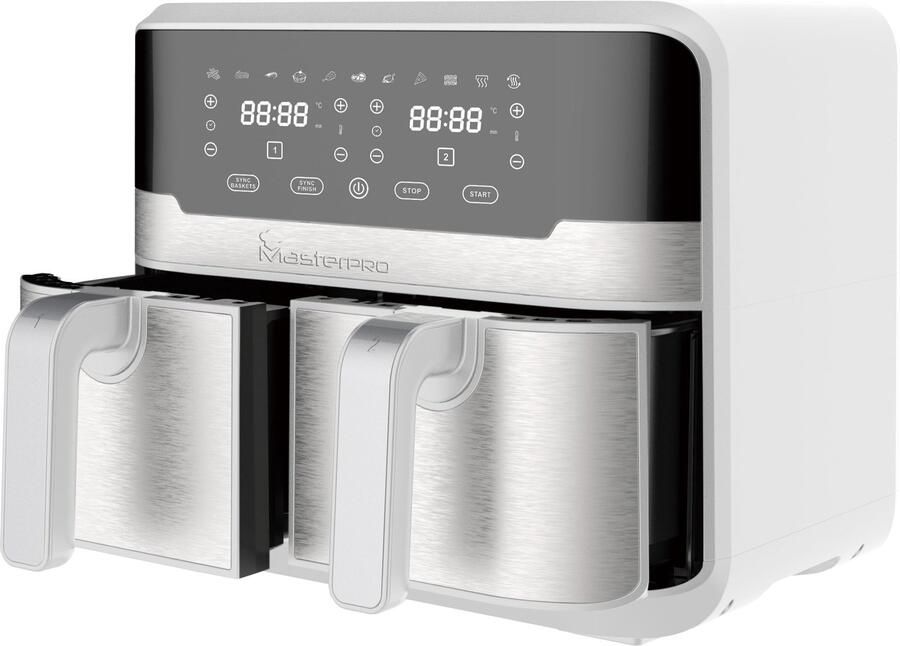 Frituurpan Dubbele Friteuse 9 Liter Inhoud 2400 W Vermogen Aluminium En Kunststof Voor Frituren Bakken Grillen Airfryer Met Dienbladen