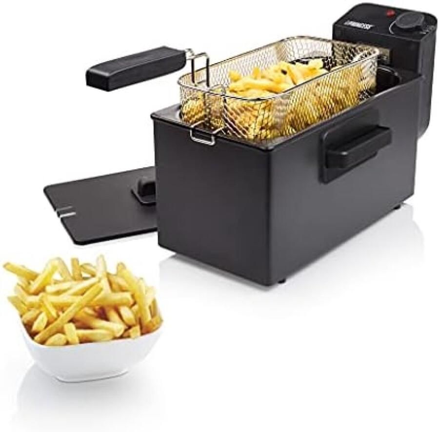 Frituurpan – Elektrische Friteuse – 3L Inhoud – Koude Zone Systeem – Veiligheidsfilter – Snelle Opwarming – RVS Binnenpan – Huishoudelijke Frietpan – Gebruiksvriendelijk – Makkelijk Reinigen – Verstelbare Thermostaat – Zwart