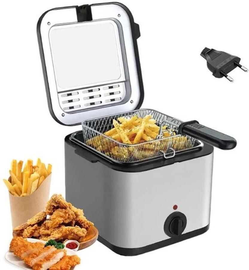 Frituurpan Elektrische Frituurpan Frituurmachine Verstelbare Thermostaat Keuken Koken Gebakken Kipgrill 2 5L 220V 120W Grijs